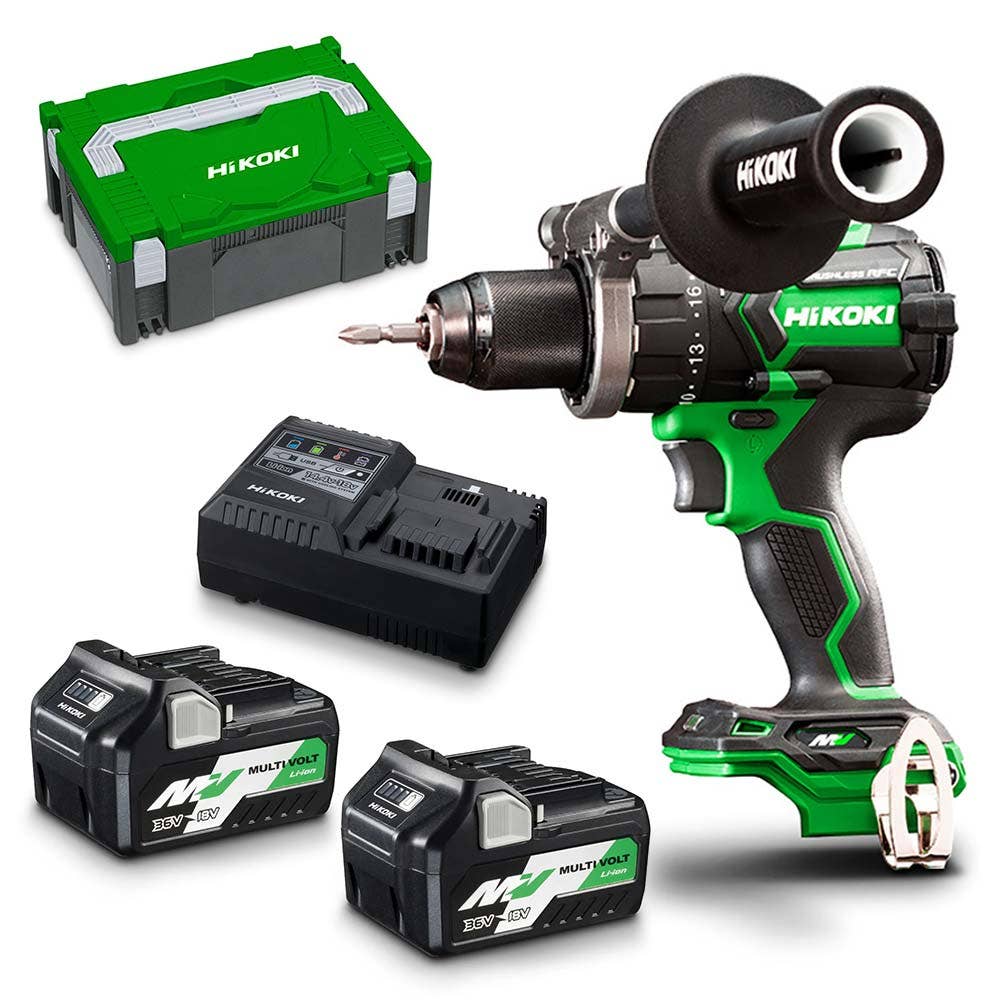 Conjunto de Furadeira de Impacto HiKOKI 36V 2 x 2,5Ah 13mm DV36DC(HRZ)