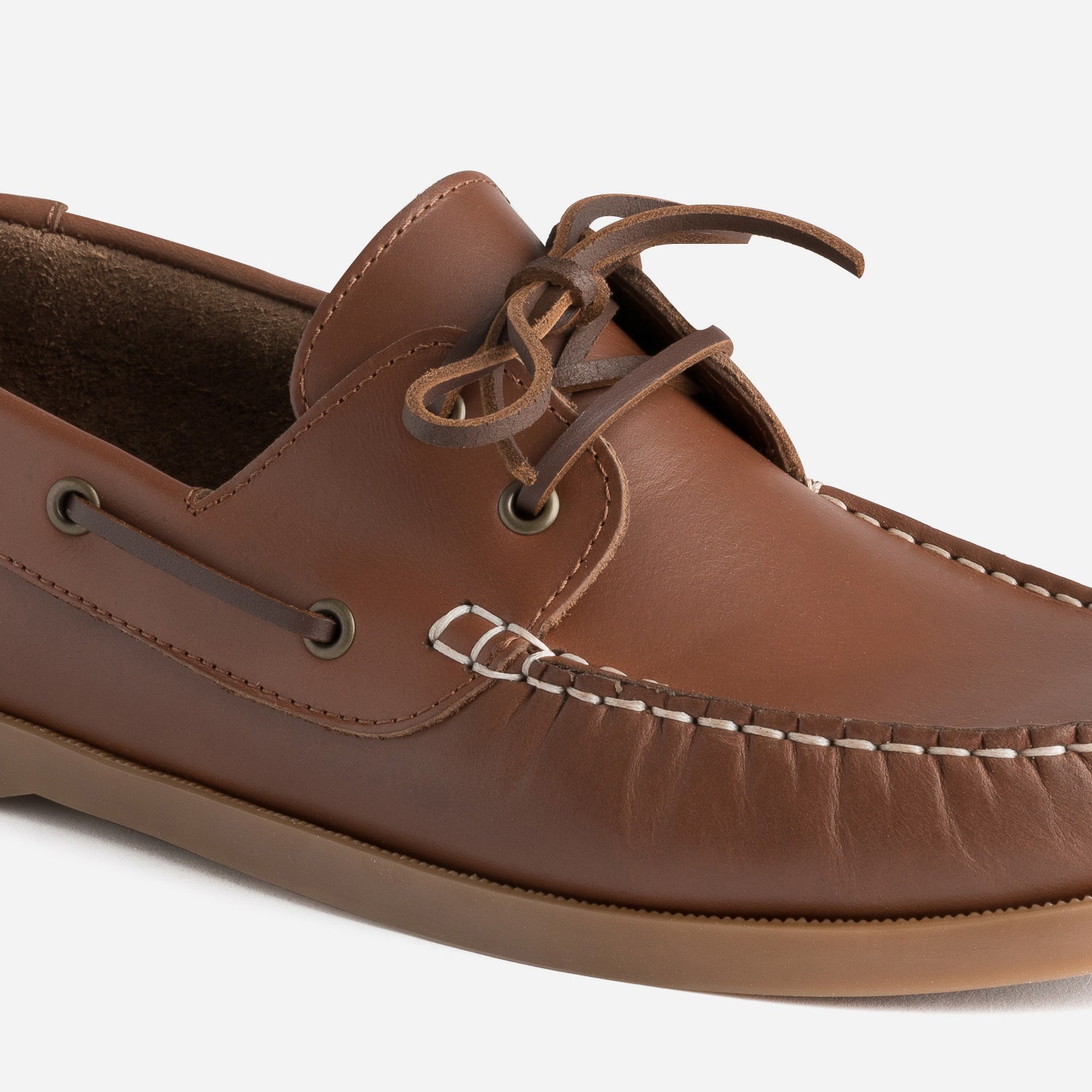 Chaussure bateau cognac en cuir