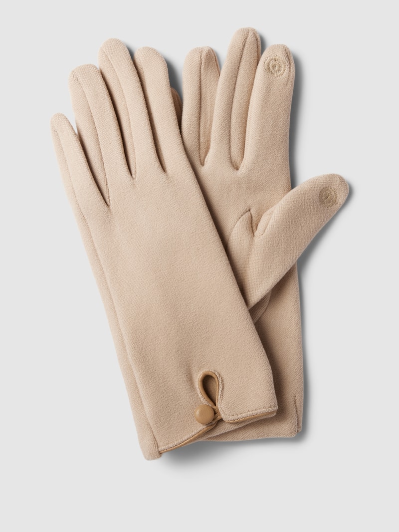 Handschuhe mit Knopfverschluss in beige