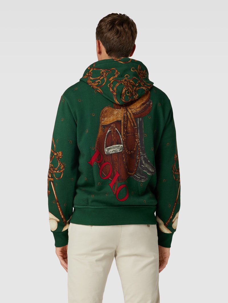 Sweatjacke mit Allover-Print in schwarz
