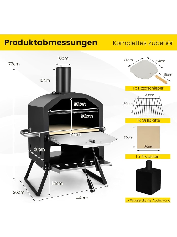 COSTWAY Pizzaofen Outdoor in Schwarz günstig kaufen onesize