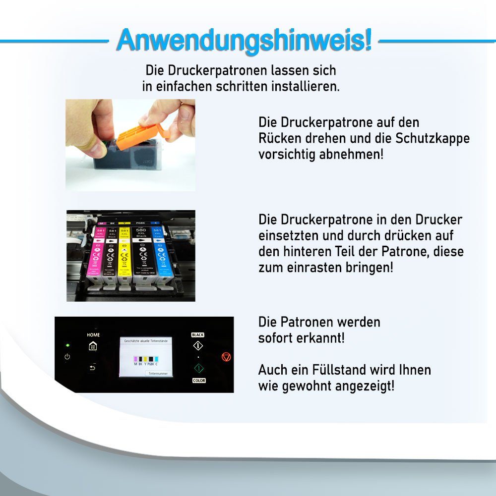 Druckerparadies 6er Multipack für Canon 580 581 XXL Druckerpatronen Set Tintenpatrone (6-tlg., TS6150 TS6151 TS6240 TS6241 TS6250 TS6251 TS6350 TS6351 TS705)