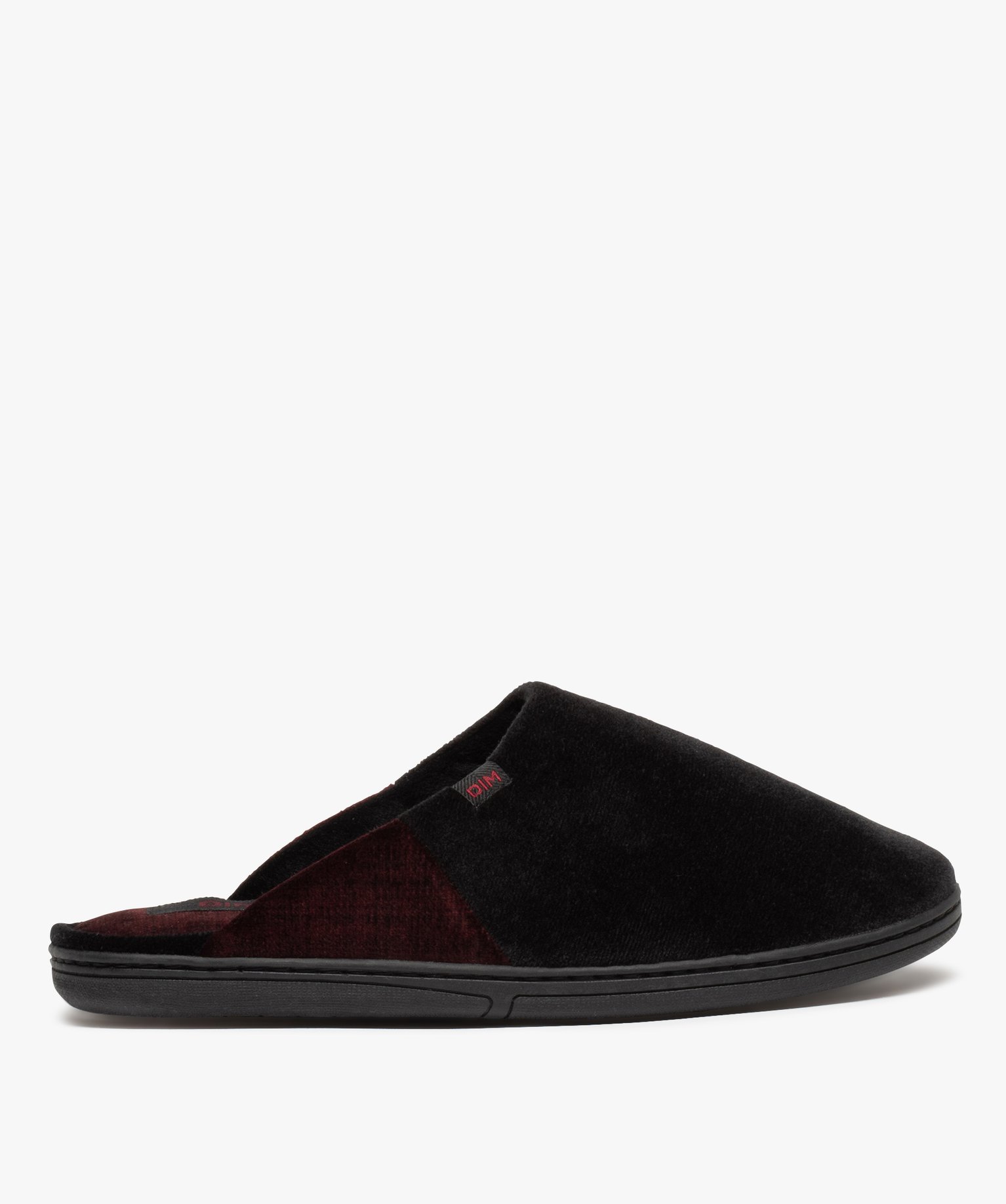Chaussons homme mules plates en velours ras – Dim noir | GEMO