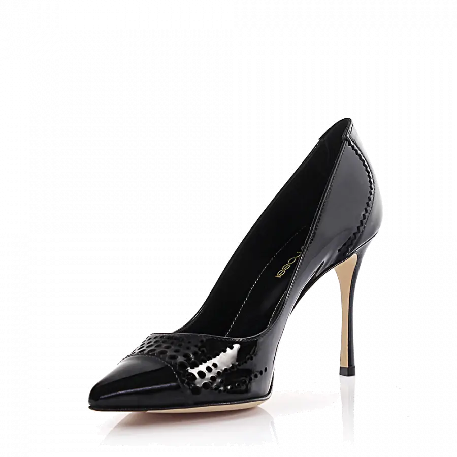 Sergio Rossi - Pumps Godiva Lackleder schwarz perforiert - schwarz