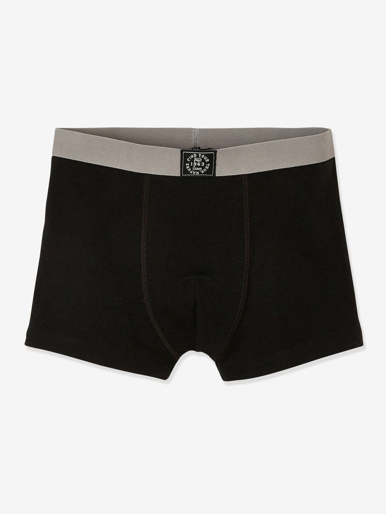 Lot de 5 boxers garçon BASICS lot gris chiné rayé