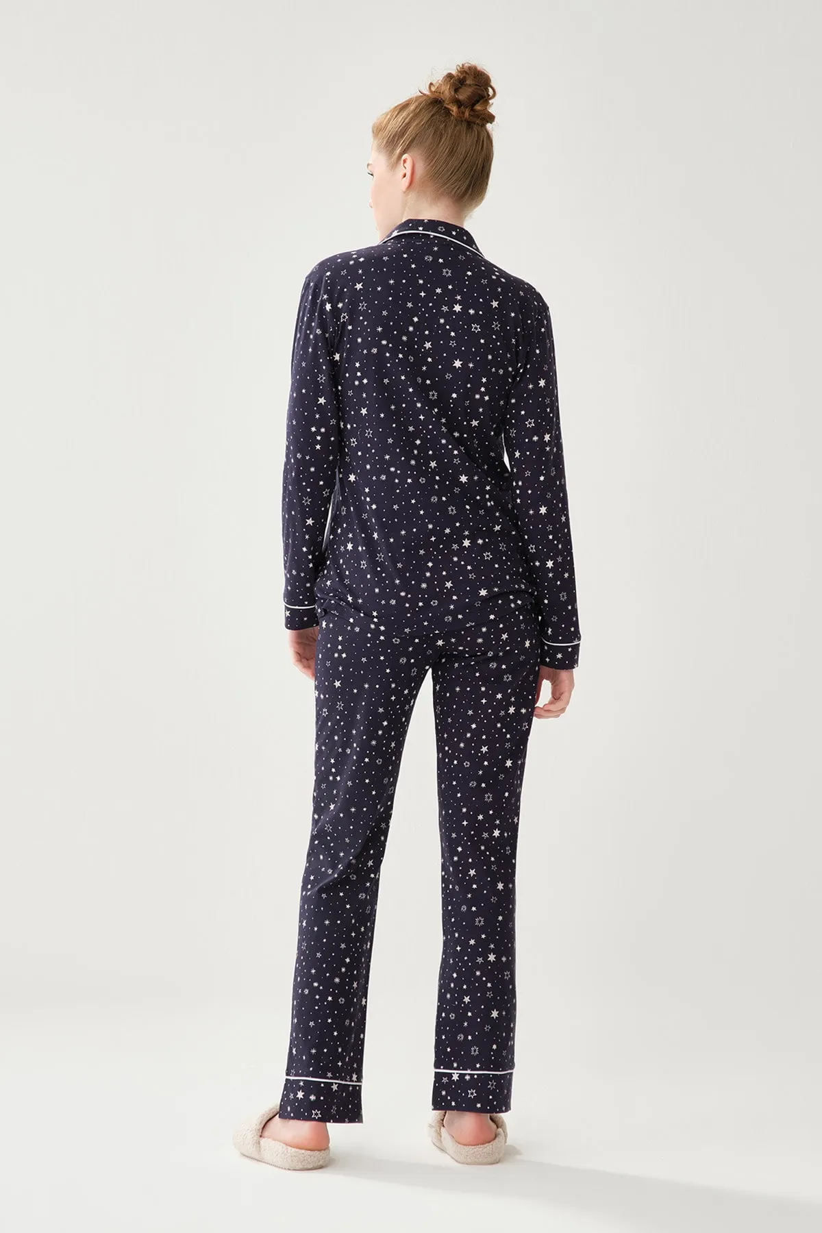 Dagi  Marineblaues Pyjama-Oberteil
