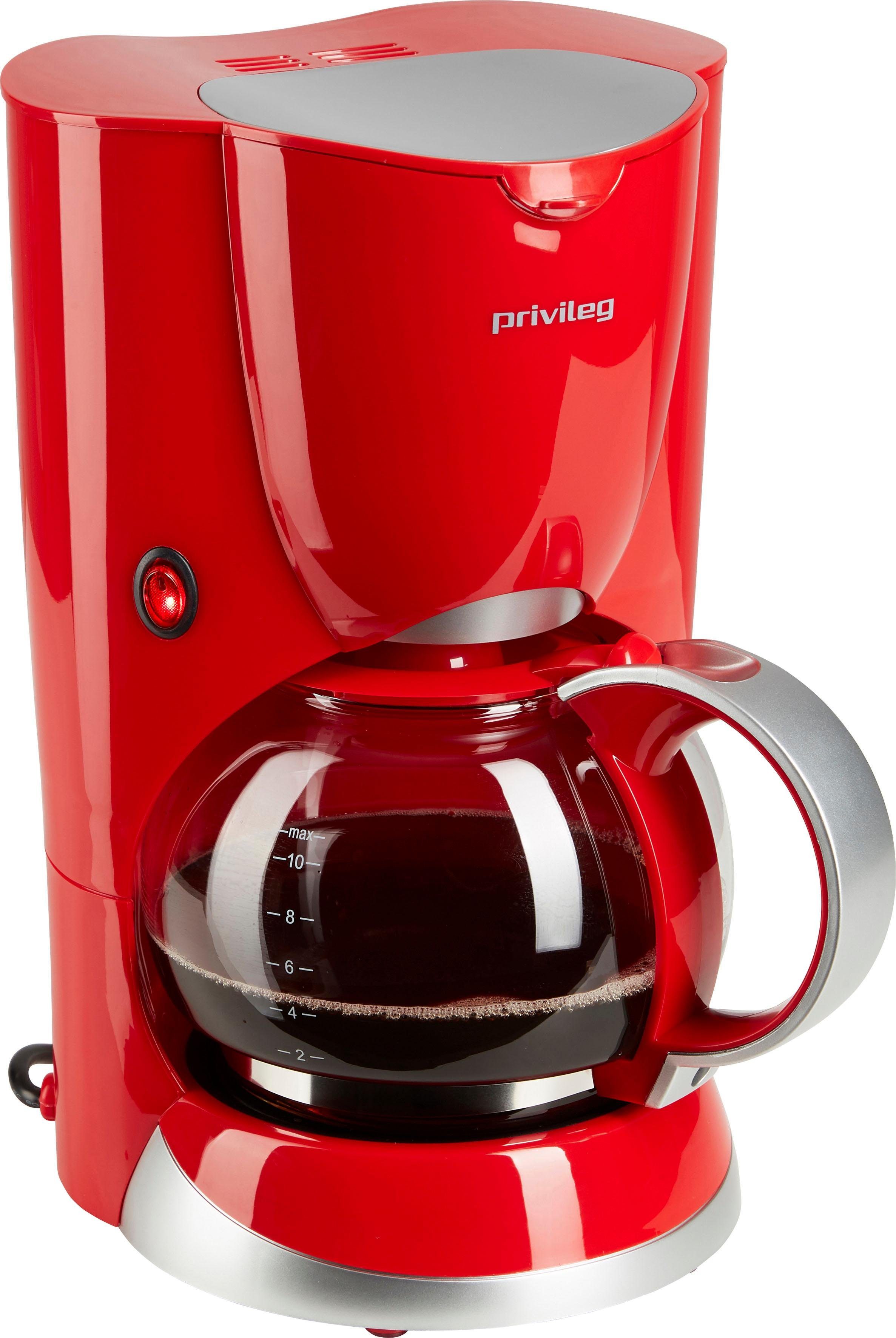 Privileg Filterkaffeemaschine 747528, 1,37l Kaffeekanne, Papierfilter 1x4, Max. 1080 Watt, rot