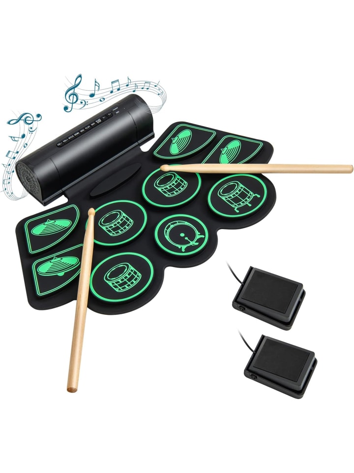 COSTWAY 9 Pads E-Drum in Schwarz günstig kaufen 47 cm