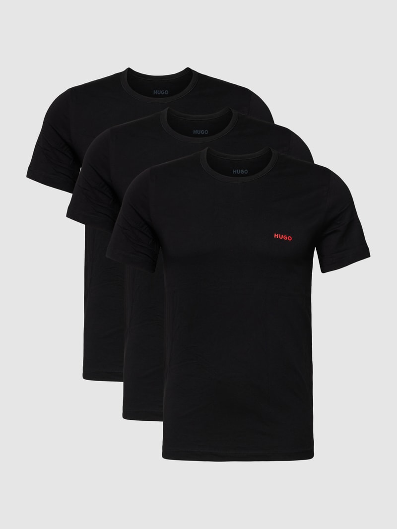 T-Shirt mit Logo-Print im 3er-Pack in schwarz