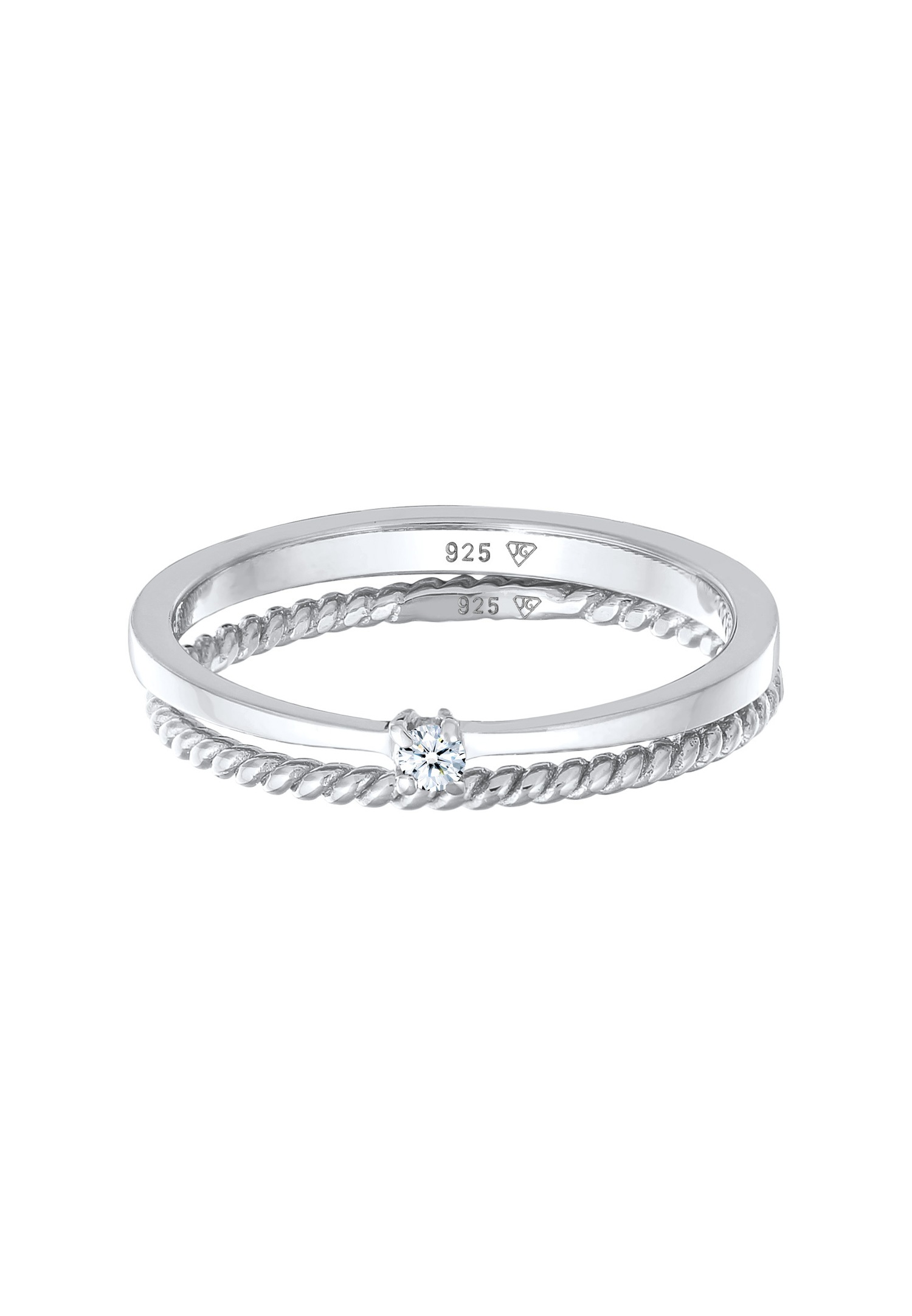 Zestaw damski Twisted Solitaire Elli DIAMONDS z 2 diamentami (0,03 ct.) w srebrze próby 925