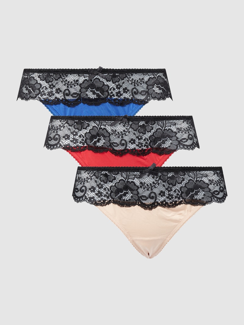 String aus Mikrofaser und Spitze im 3er-Pack in hellrot