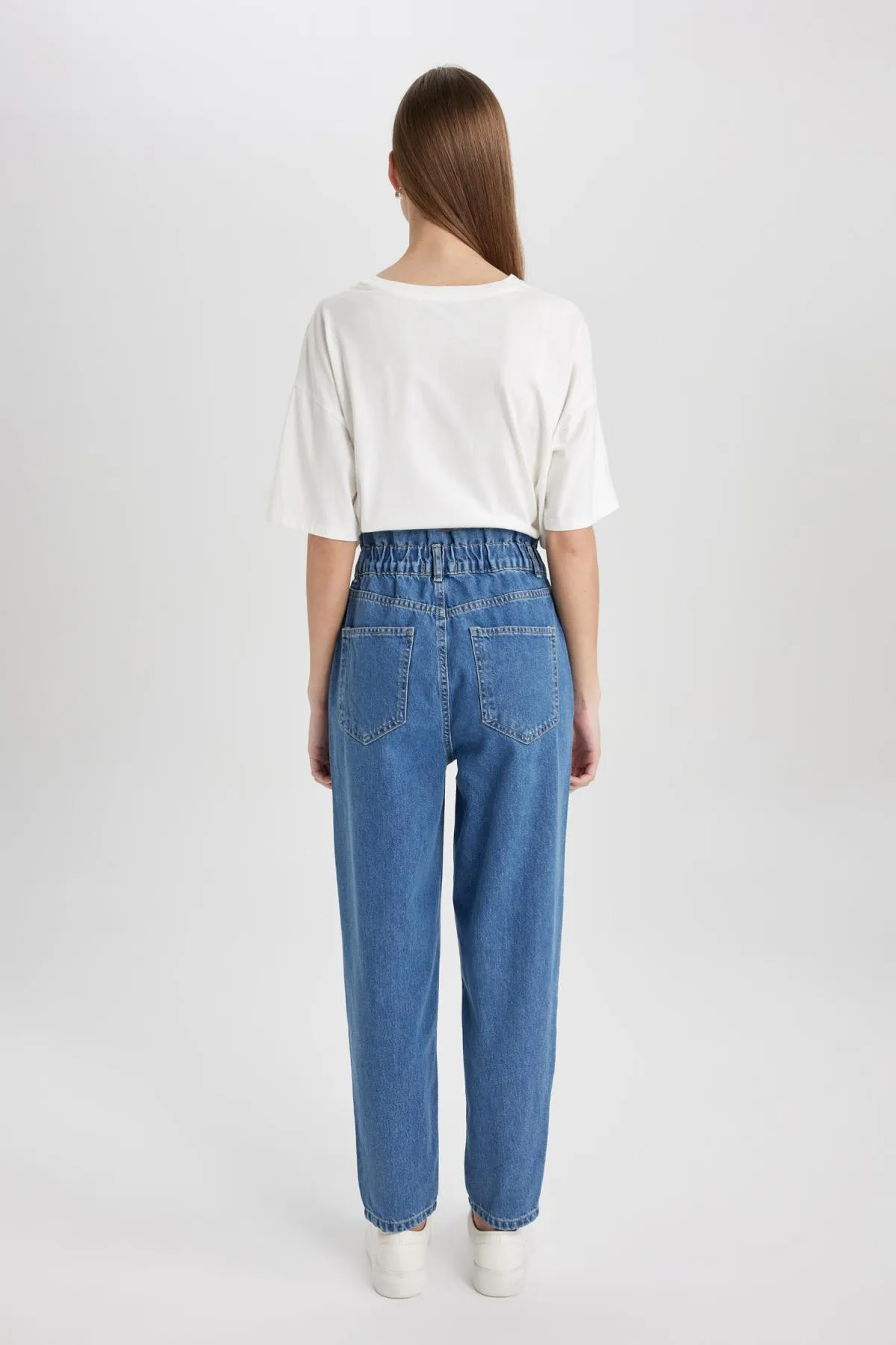 DeFacto  Paperbag-Jeans mit hoher Taille und leichtem, geradem Bein, knöchellang, B8222ax24sp