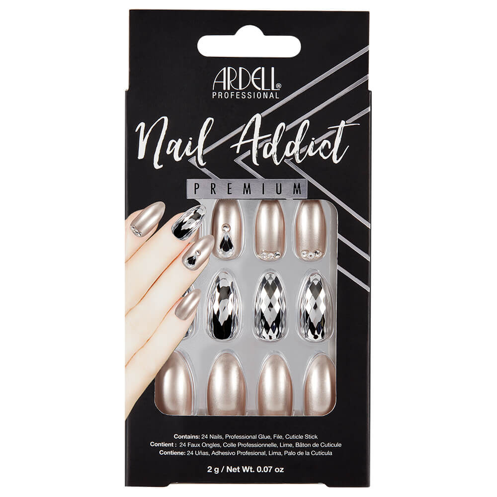 Ardell Nail Addict Champagne Ice Faux-ongles prêt à poser Ardell avec accessoires