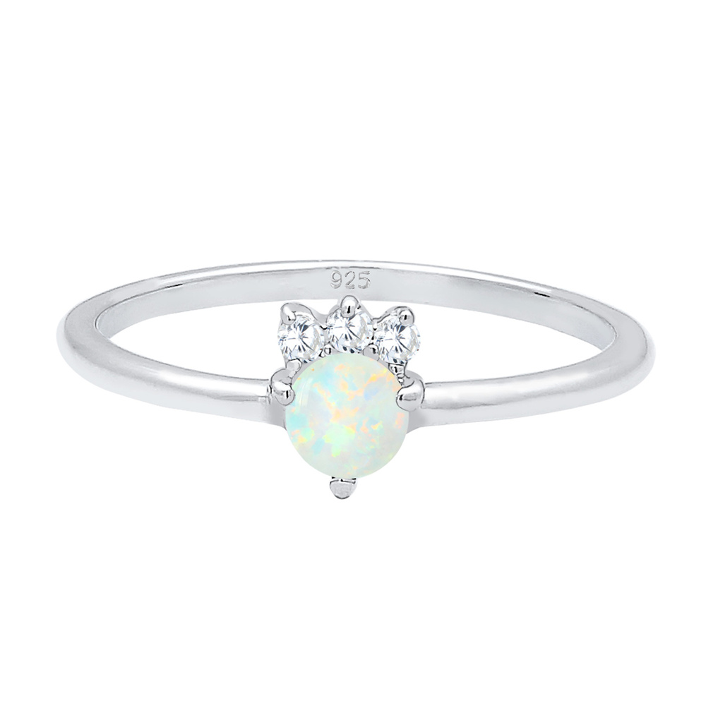 Elli Elli Bague Femme Vintage Look avec Cristaux syn. d'Opale et de Zircone Cubique en Bague