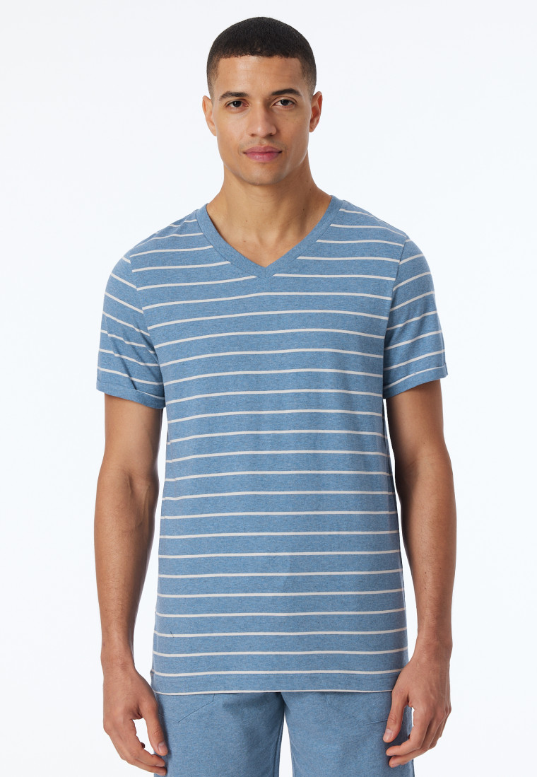 Shirt kurzarm Streifen blau-meliert - Mix+Relax