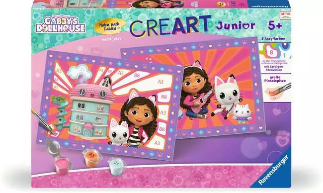 CreArt Gabby's Dollhouse - Malen nach Zahlen für Kinder ab 5 Jahren