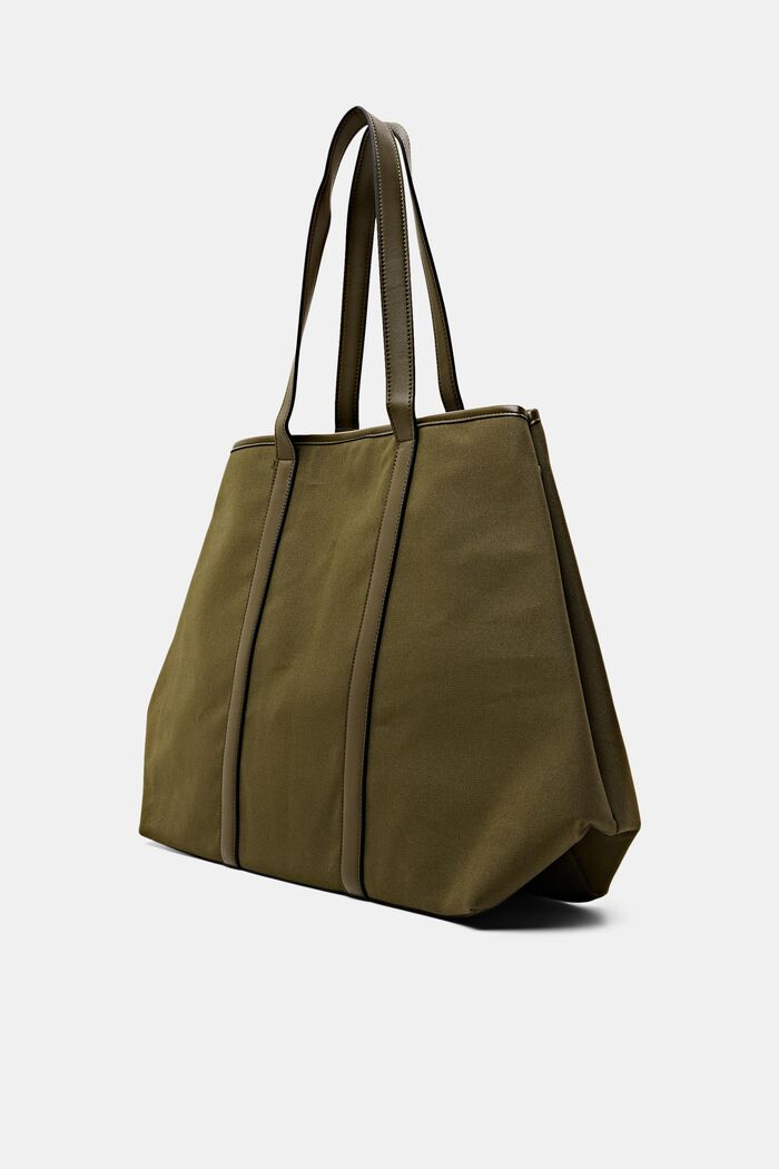 Canvas Tote mit Details in Lederoptik