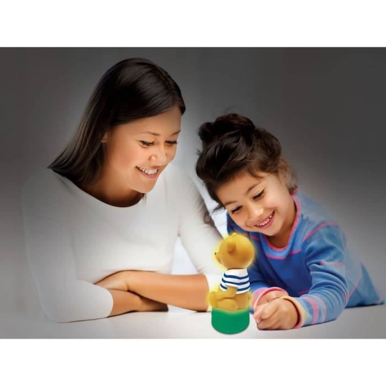 Compteur d’histoires Ourson en 3D avec veilleuse, musiques et variation de couleurs 17cm (Français) vert
