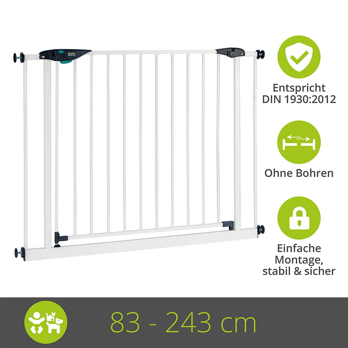 Tür- und Treppenschutzgitter Mira XXL 85-243 cm
