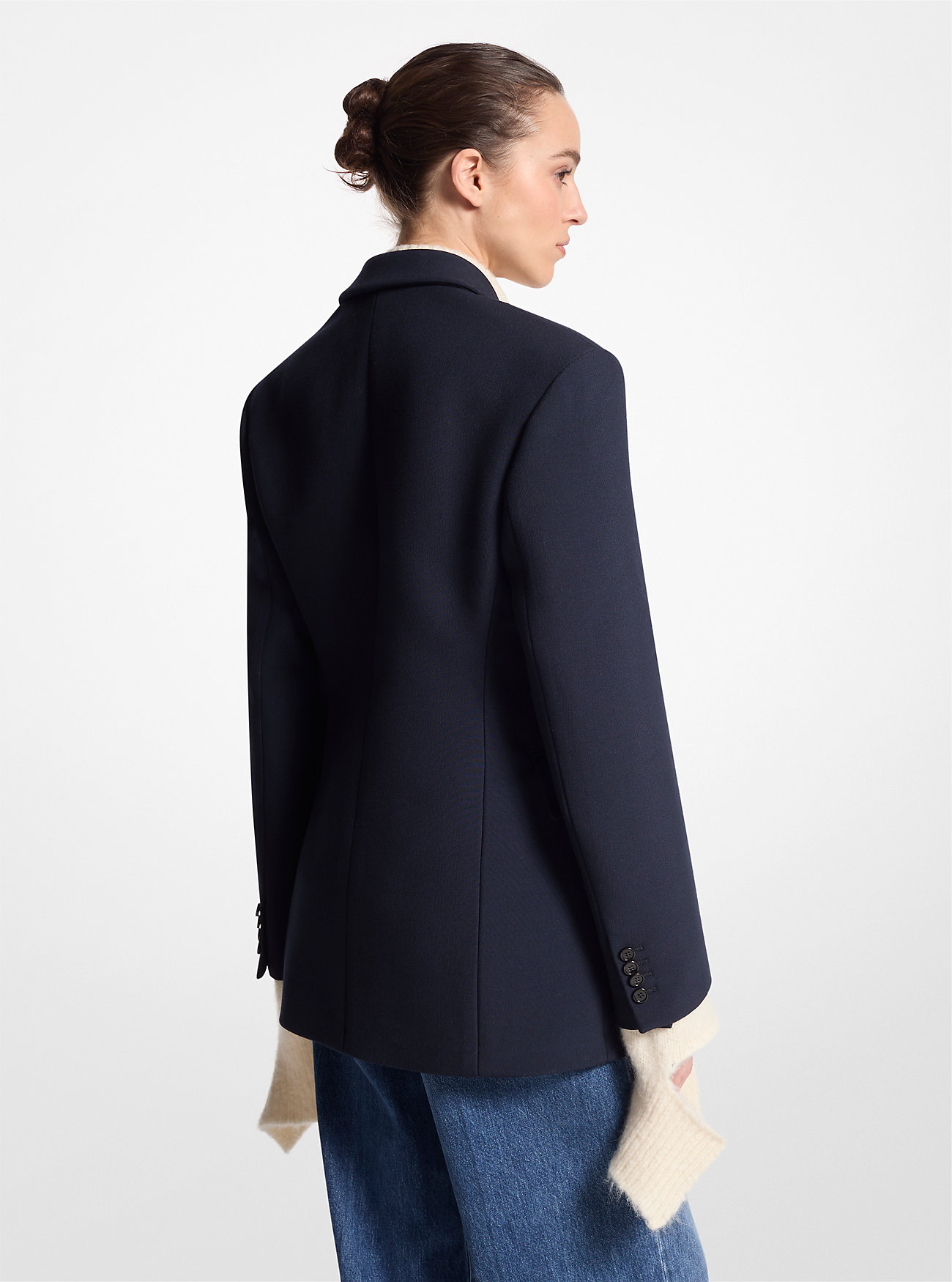 Ullblanding Gabardin Utskåret Blazer - MIDNIGHT