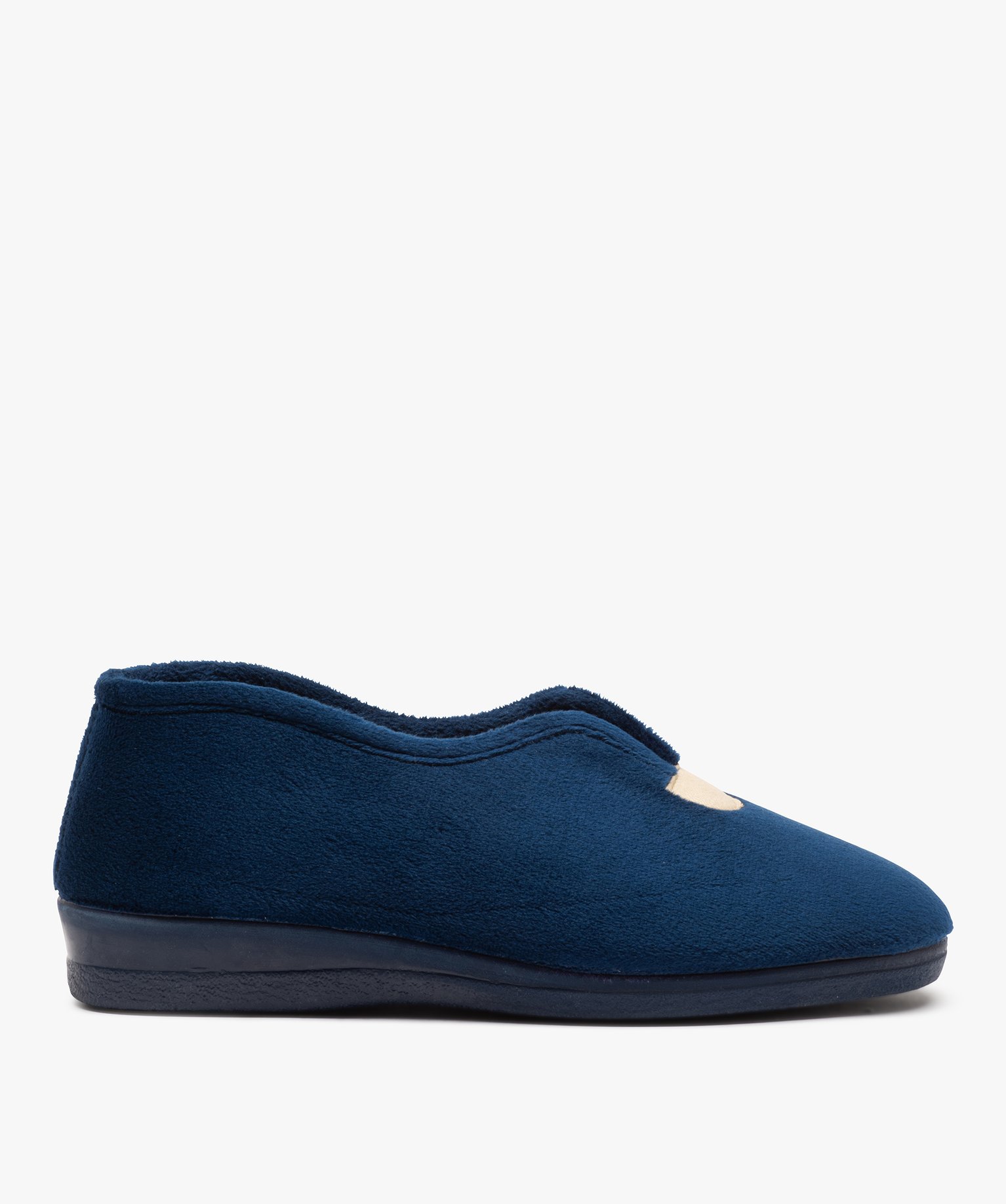 Chaussons femme confort en velours uni bleu | GEMO
