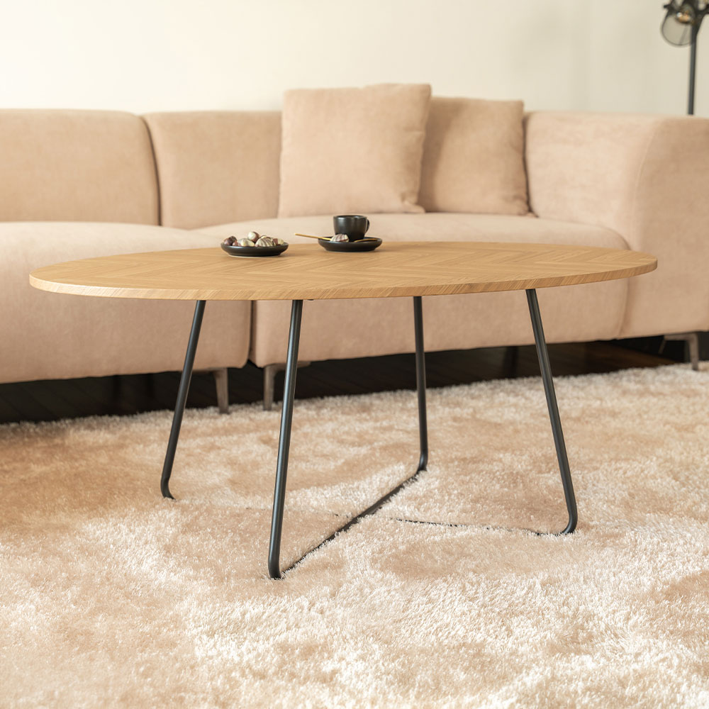 Home Deluxe HOME DELUXE Couchtisch Oval NOVARIS -  Fishbone Oak