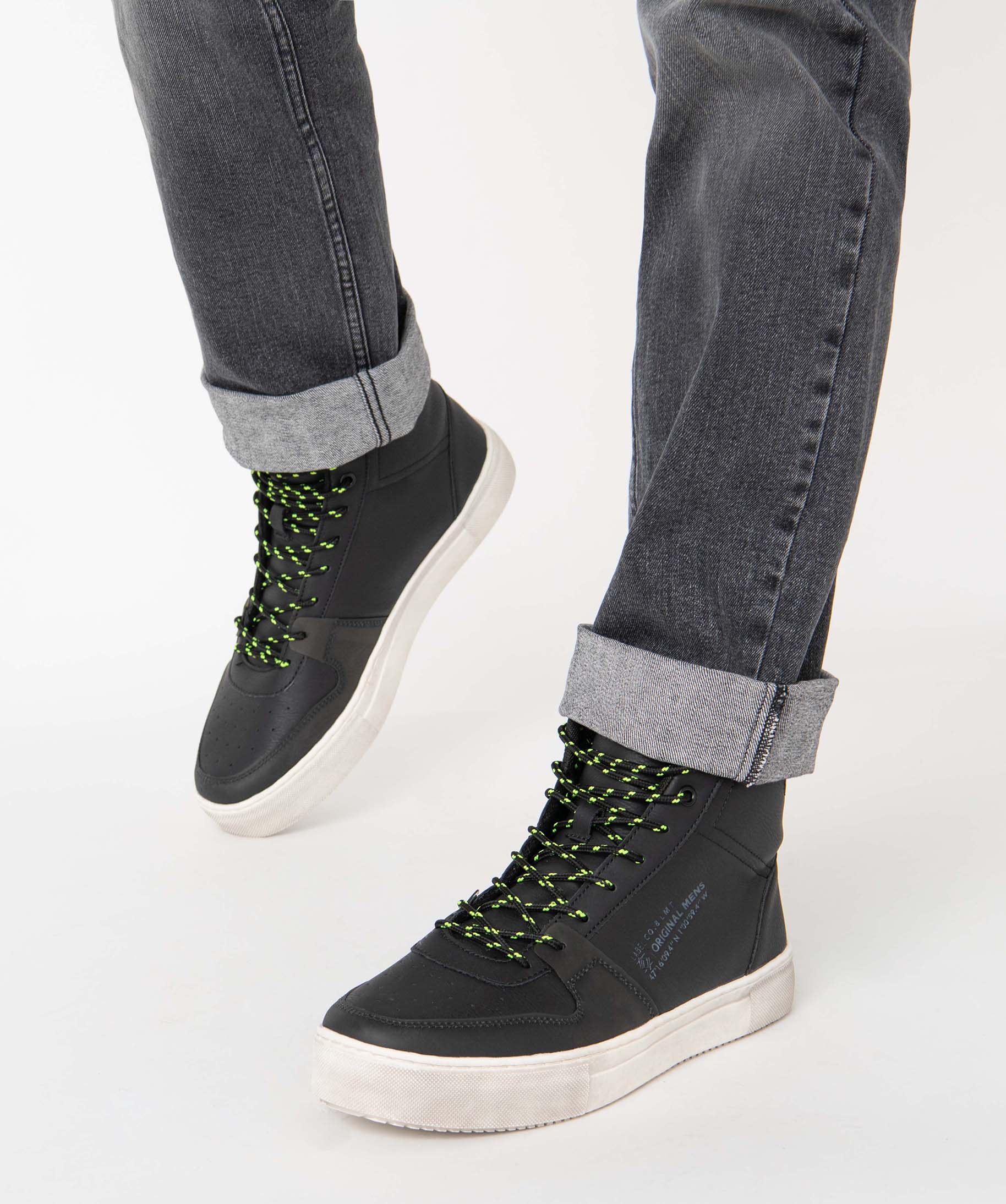 Baskets homme unies semi-montantes à lacets noir | GEMO