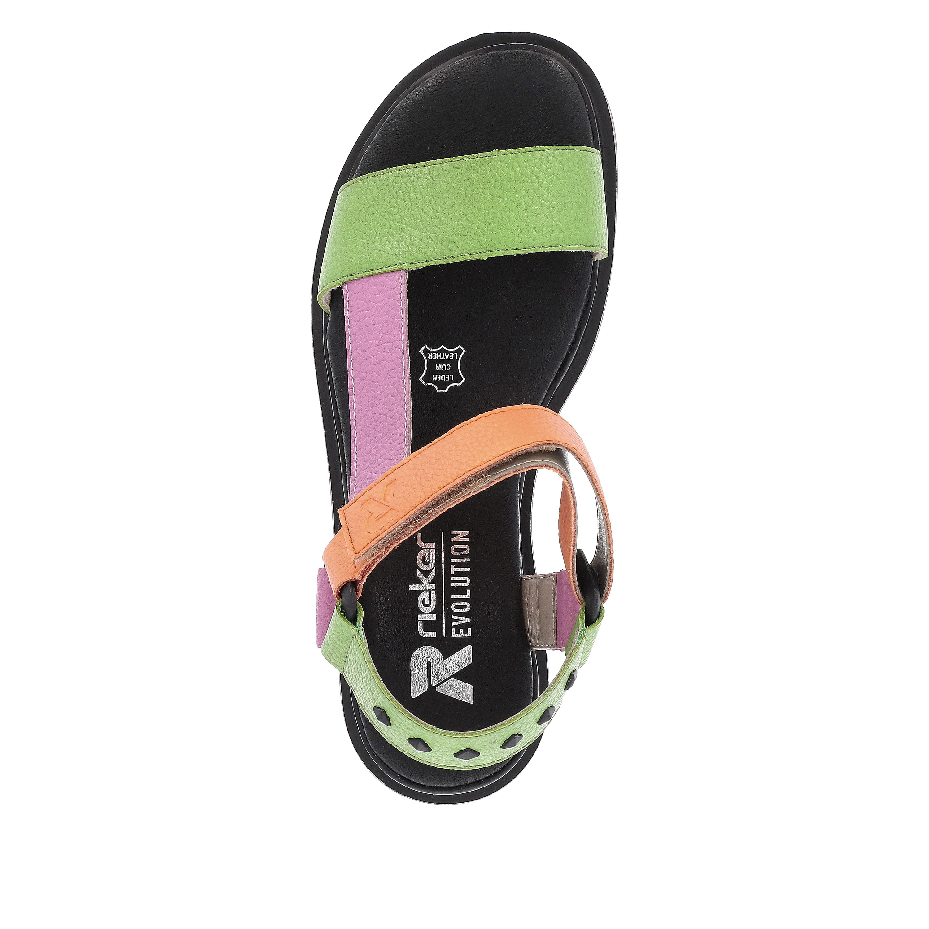Rieker Damen Riemchensandalen black-green-pink-orange