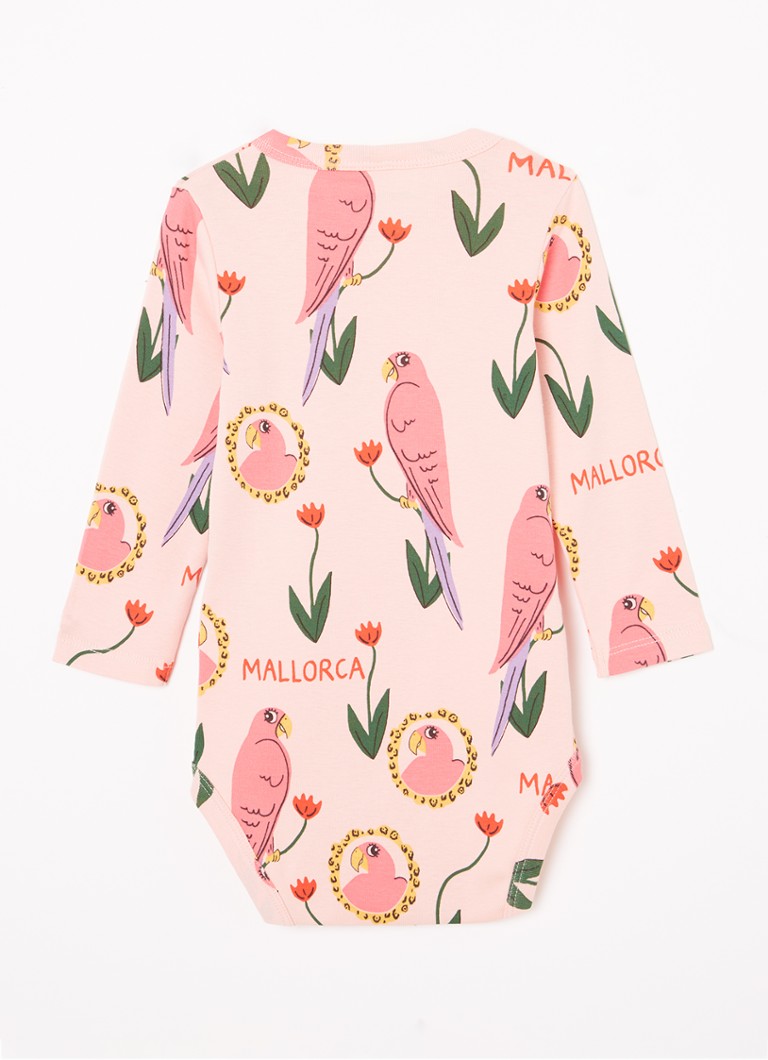 Body mini Rodini din bumbac organic cu imprimeu de papagali
