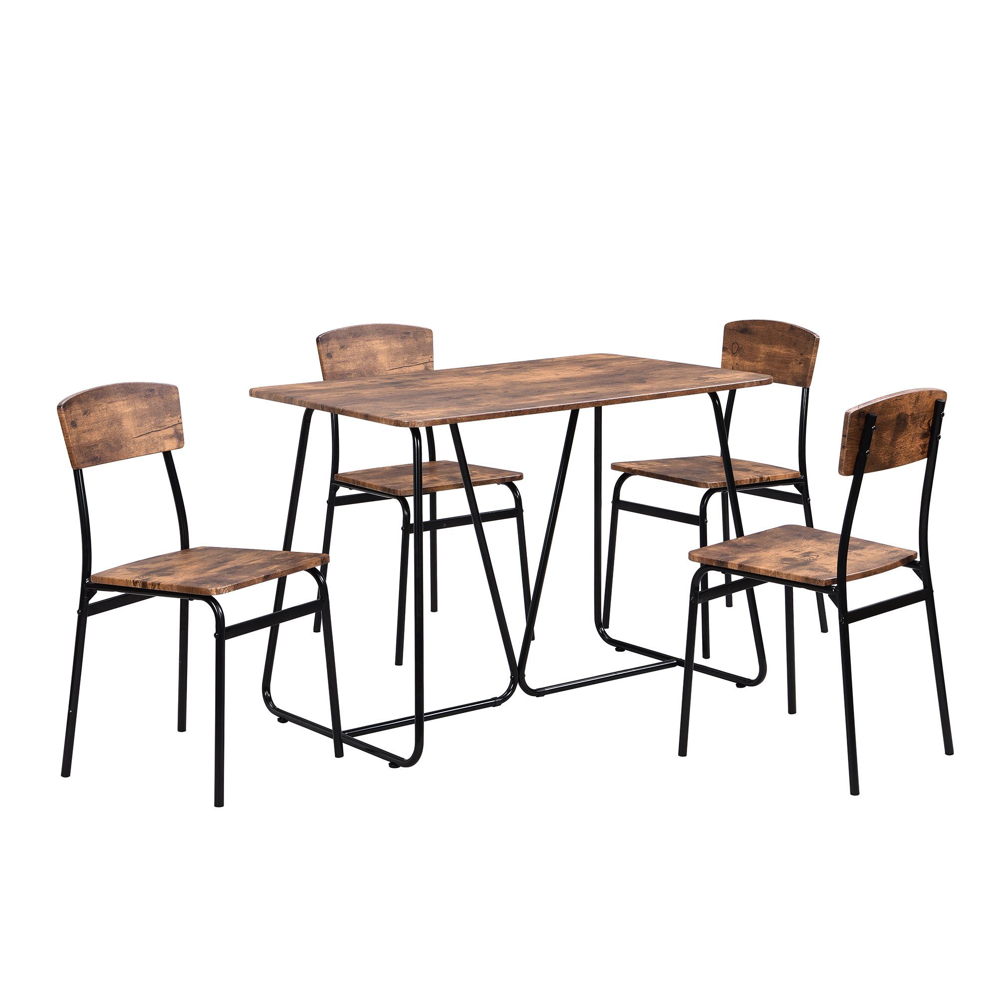HAUSS SPLOE Essgruppe Essgruppe mit Esstisch und Stühle Küchen Esstisch Set, (Sitzgruppe Küchentisch mit 4 Stühlen, 5-tlg), für Esszimmer Outdoor Garten