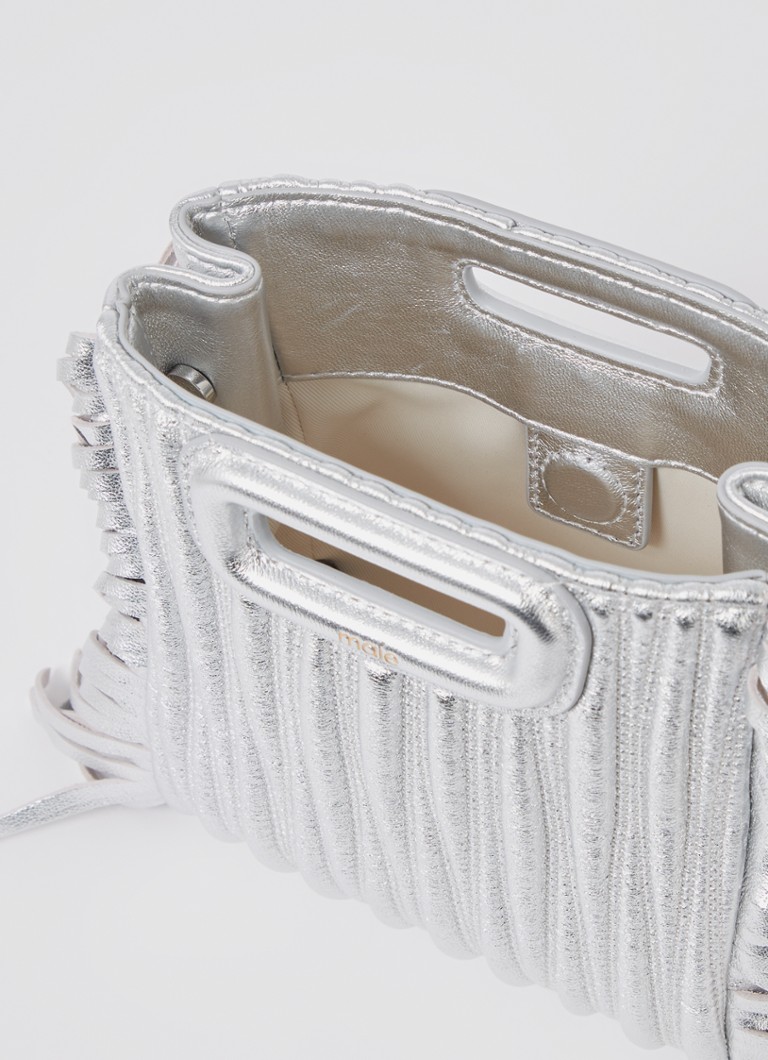 Maje sheepskin handbag with metallic finish and detachable shoulder strap