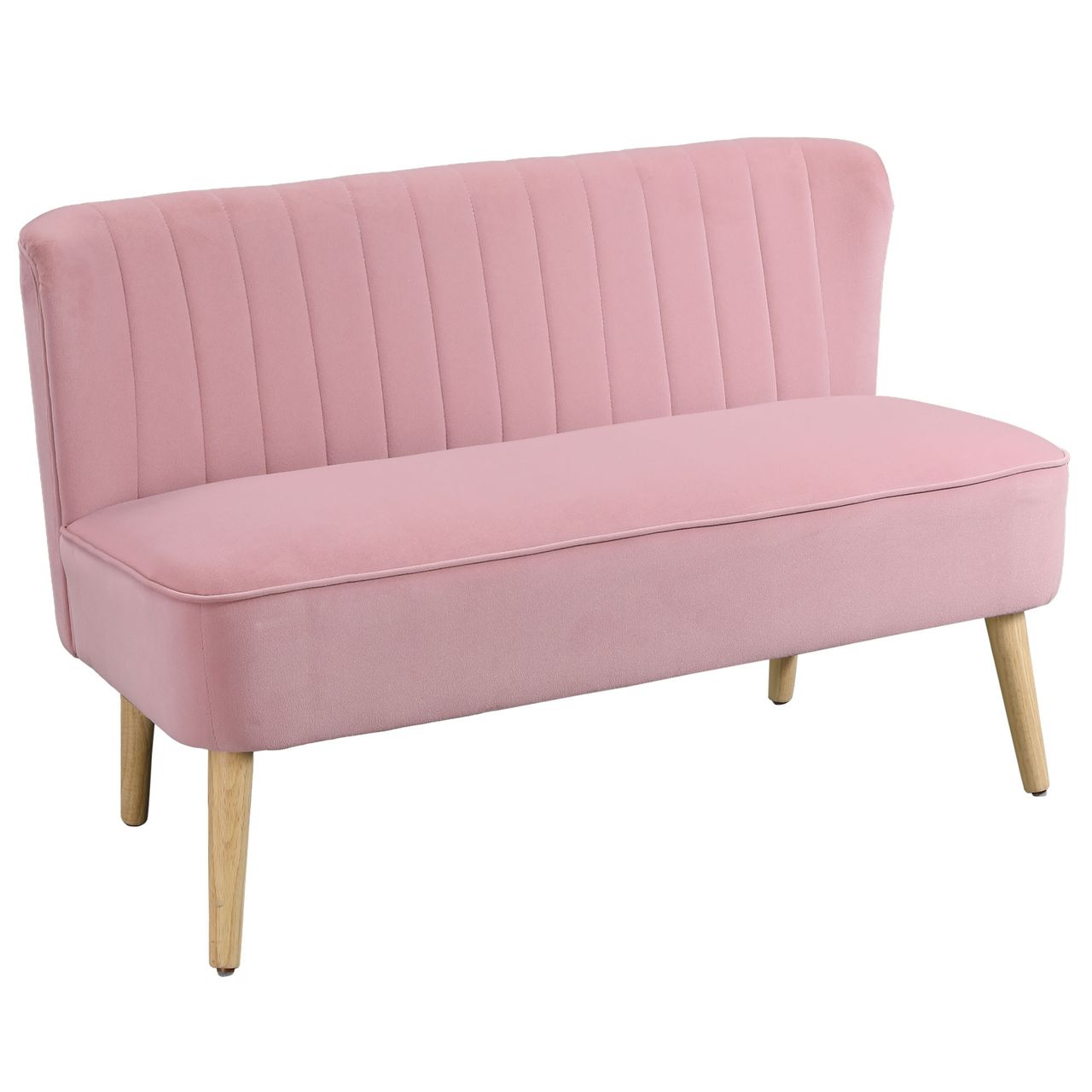 HOMCOM 2-Sitzer Stoffsofa Polstersofa Sitzmöbel Loungesofa Rosa 117 x 56,5 x 77 cm