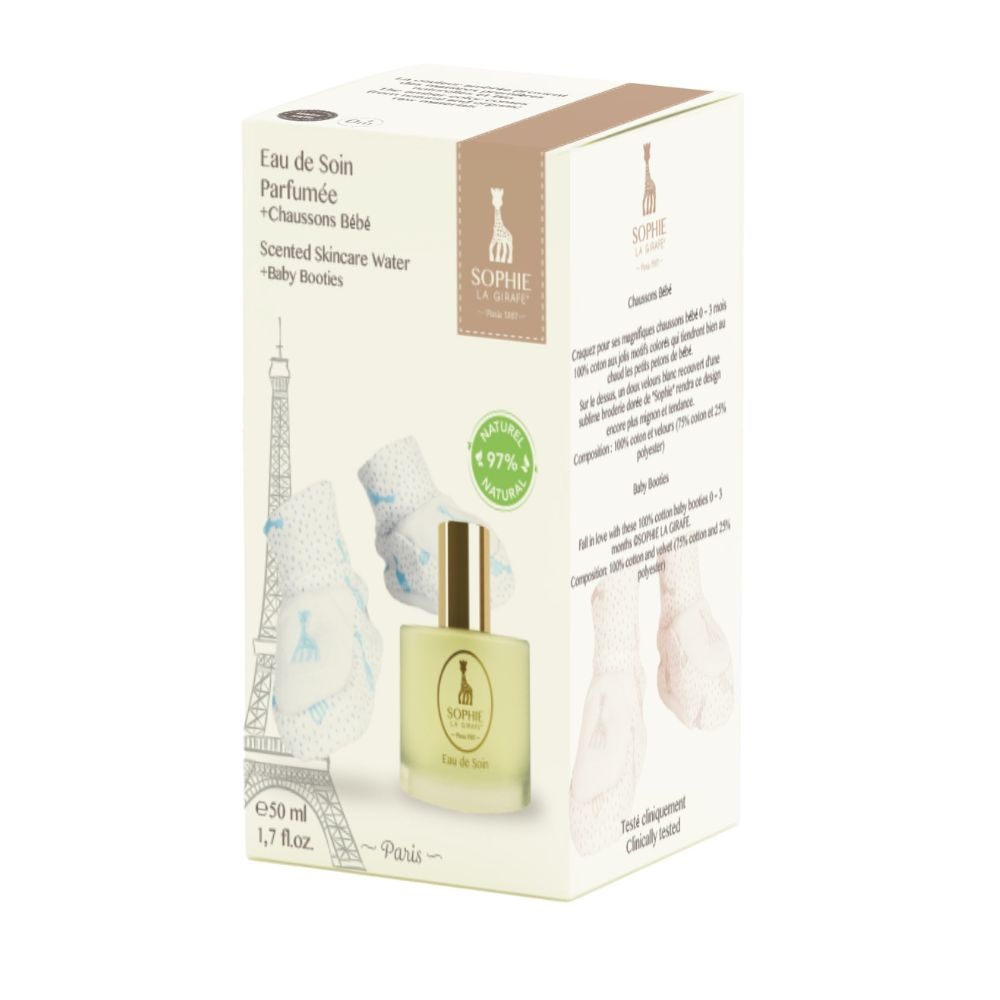 sophie la girafe Coffret Eau de Soin 50 ml + Chaussons Garcon Coffret Eau de Soin Parfumée