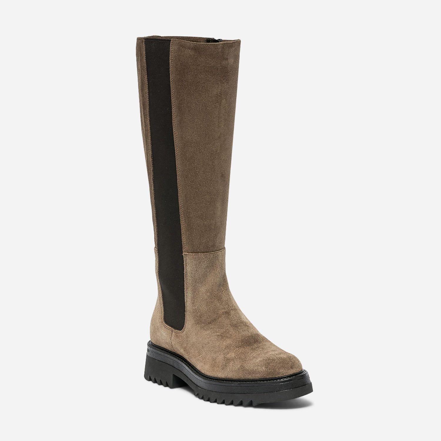 Botte TEXTO beige en cuir velours à semelle crantée