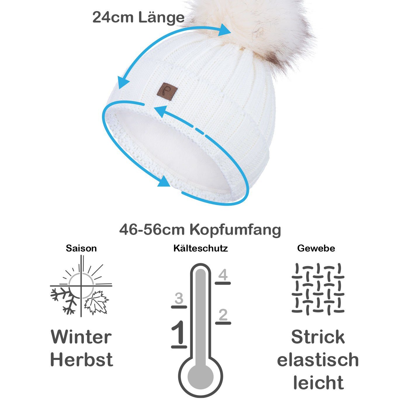 Faera Bommelmütze (1-St) Wintermütze Strickmütze Herren Damen Winter Mütze Beanie