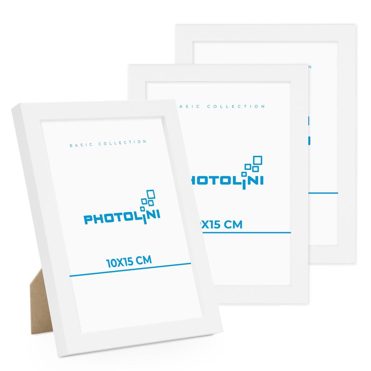 PHOTOLINI Bilderrahmen 3er Set, stabiles MDF-Holz, mit Acrylglas, extra Zubehör