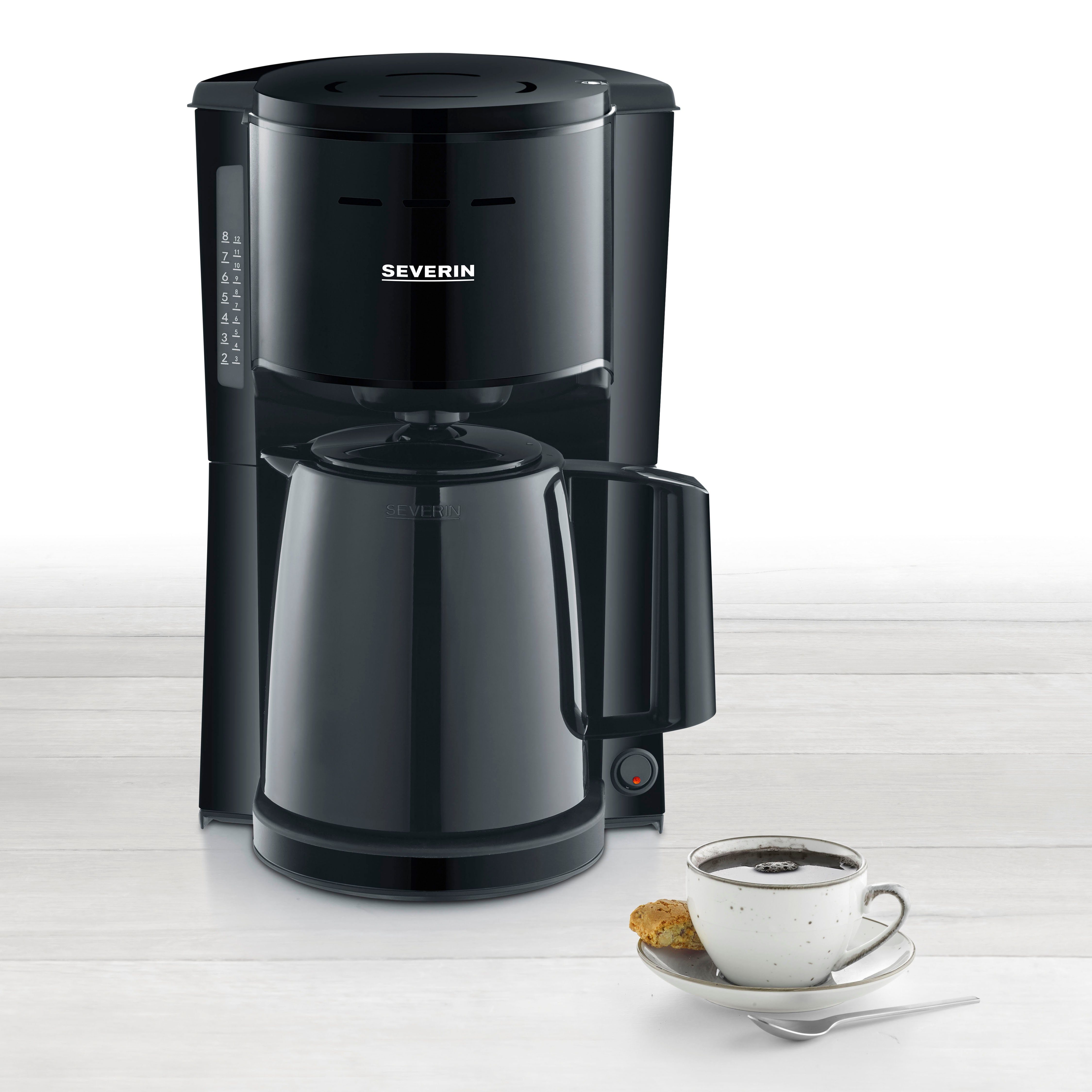 Severin Filterkaffeemaschine KA 9306, 1l Kaffeekanne, Papierfilter 1x4, Thermokanne mit Durchbrühdeckel