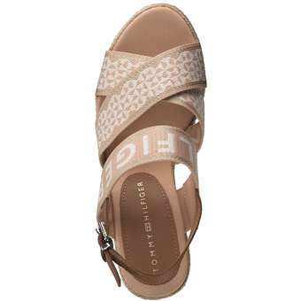 Tommy Hilfiger Webbing High Wedge Sandal in beige
