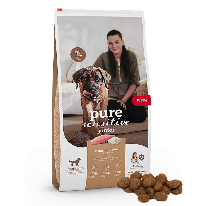 MERA Hundetrockenfutter MERA pure sensitive Junior Truthahn & Reis 12,5 kg