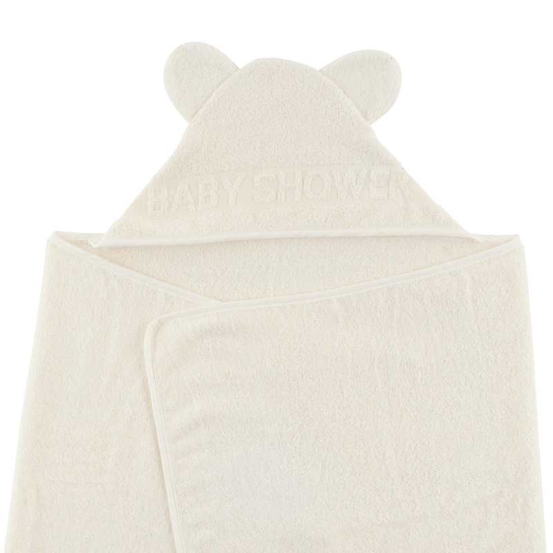 Cape de bain à oreilles Baby Shower écrue