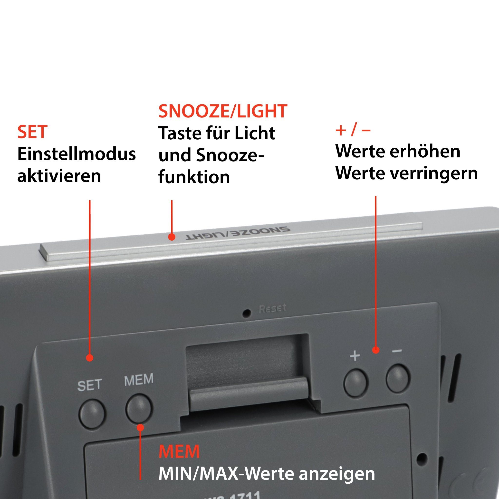 ADE Wetterstation für drinnen und draußen Funkwetterstation (mit Außensensor, animierte Wettervorhersage, mit Luftfeuchtigkeitsmessung)