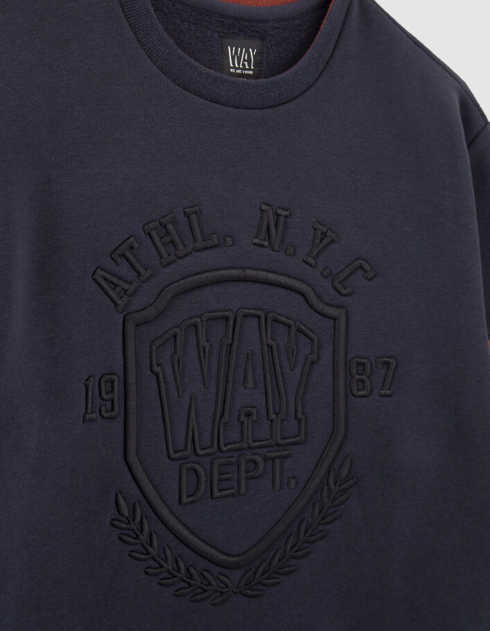 Sweat marine maxi broderie en relief garçon