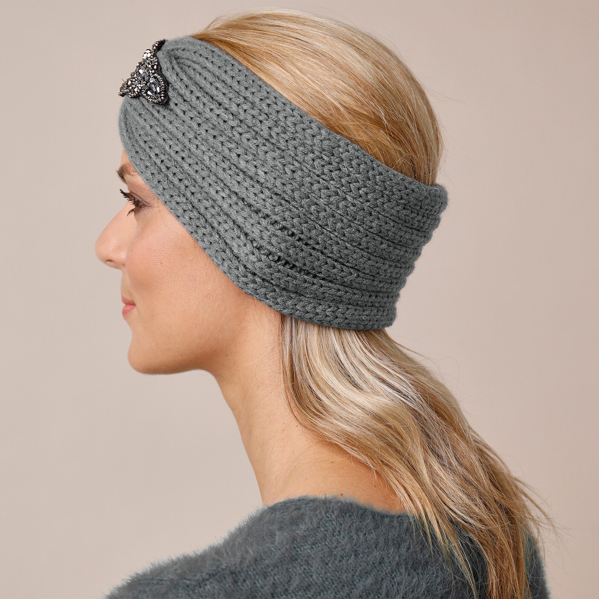 Headband en maille avec bijou