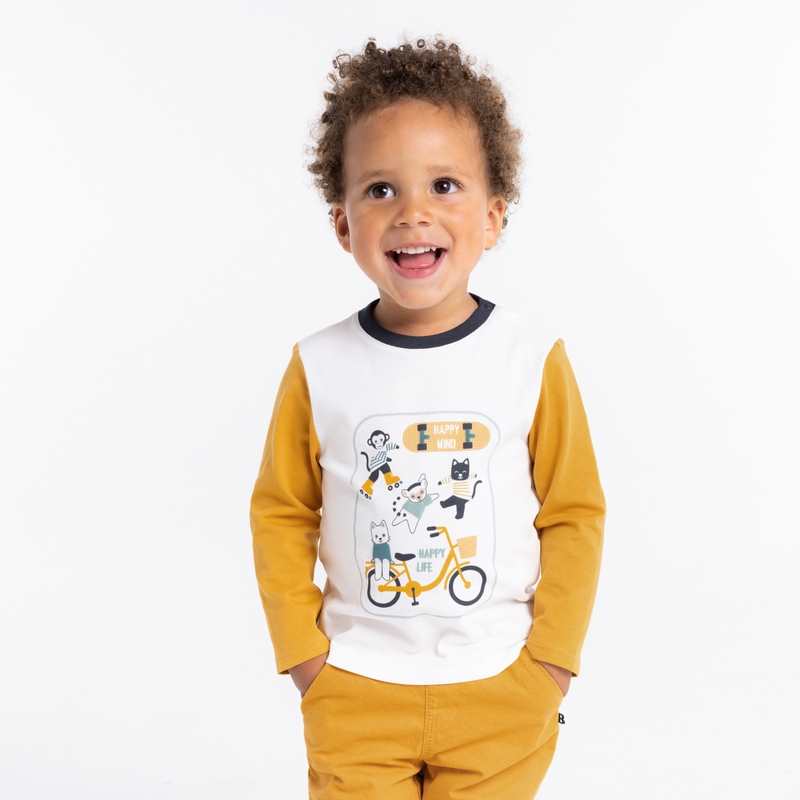 T-shirt color block animaux blanc bébé garçon