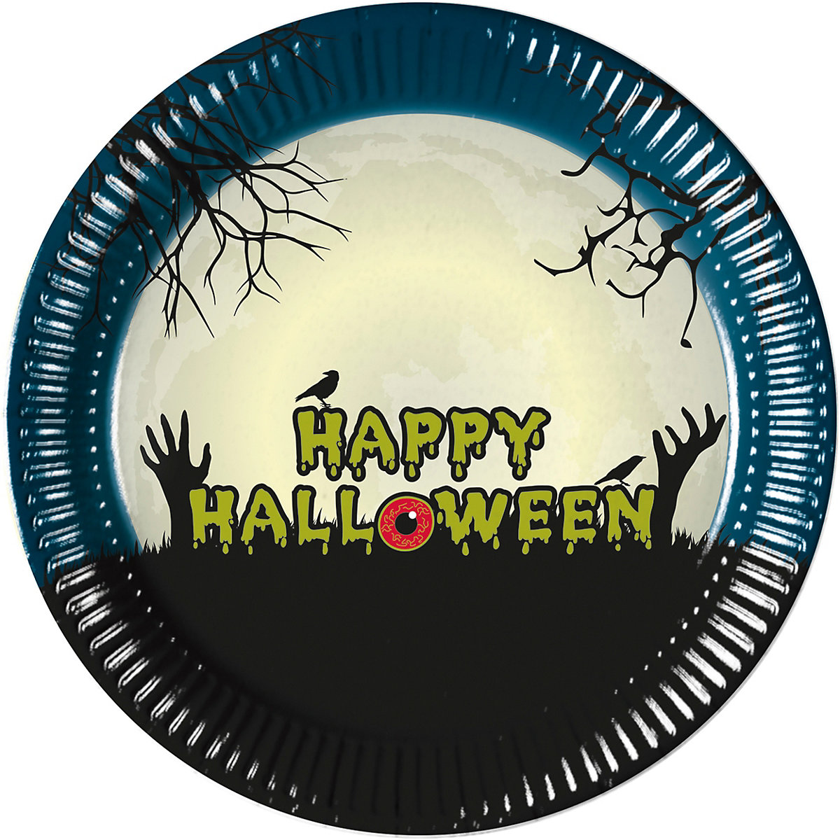 Papp-Partyteller Halloween Scary Moon, Ø 23 cm, 8 Stück