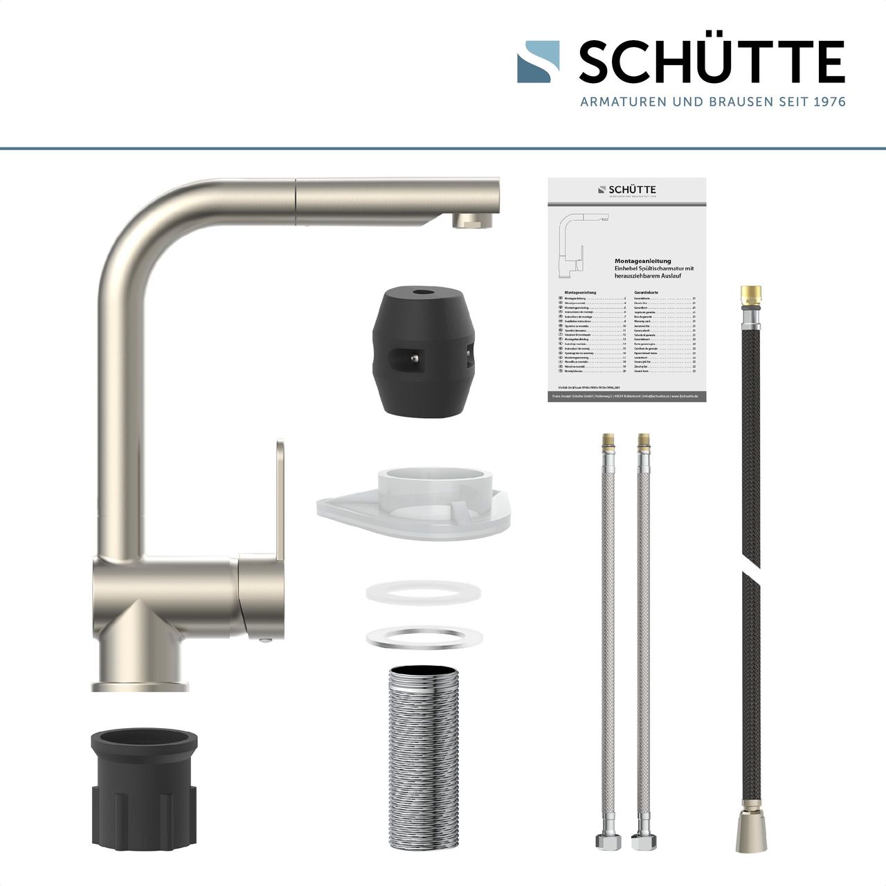Schütte Küchenarmatur LONDON mit Geschirrbrause, Edelstahloptik