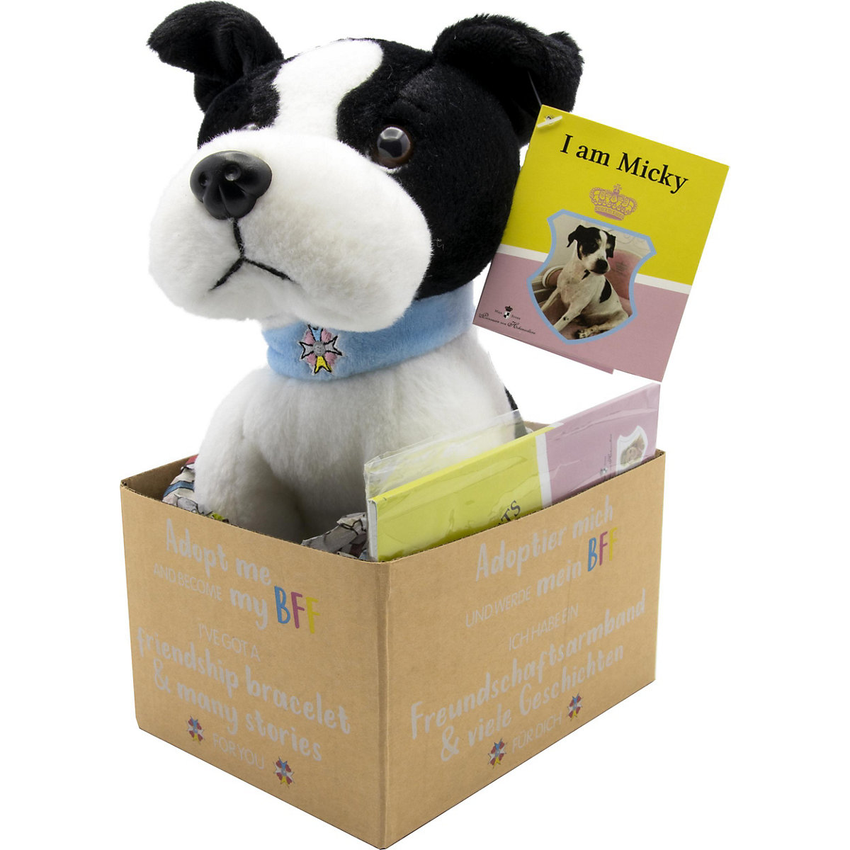 Micky Adopt me Plüsch 18 cm mit Armband für den neuen BFF und illustriertem Vorlesebuch