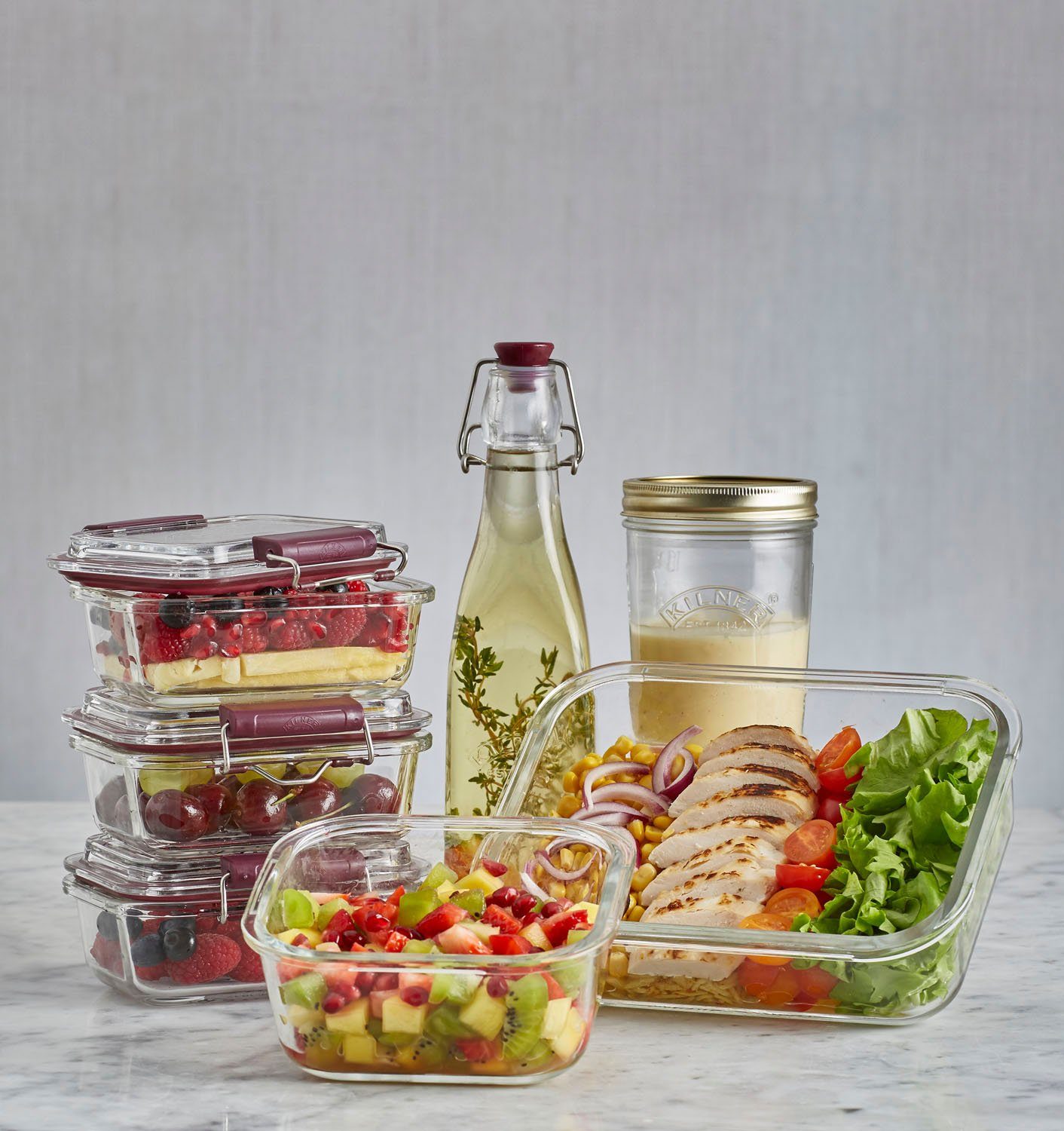 KILNER Frischhaltedose, Borosilikatglas, (Set, 1-tlg), auslaufsicherer Bügelverschluss, hitzebeständig, spülmaschinengeeignet