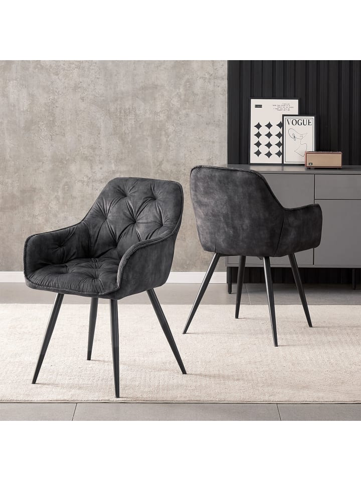 B&D Home 2er-Set: Esszimmerstuhl DIETER in Anthrazit - (B)56 x (H)84 x (T)61 cm günstig kaufen onesize
