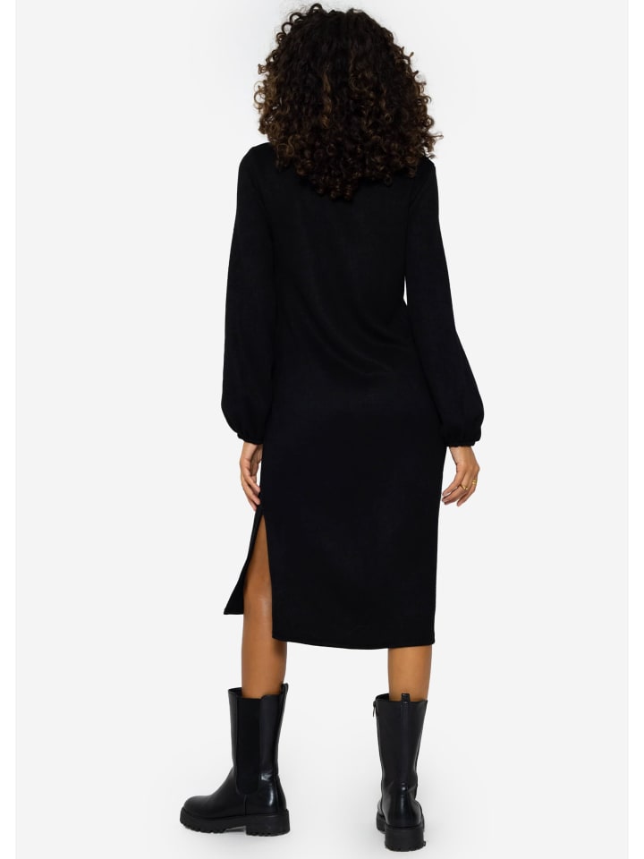 SASSYCLASSY Softes Jerseykleid in Midilänge in Schwarz günstig kaufen
